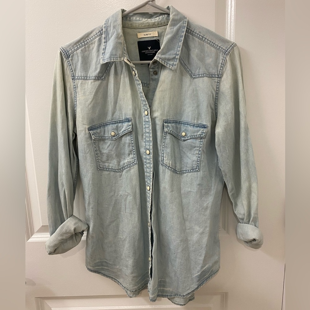 American Eagle denim button down